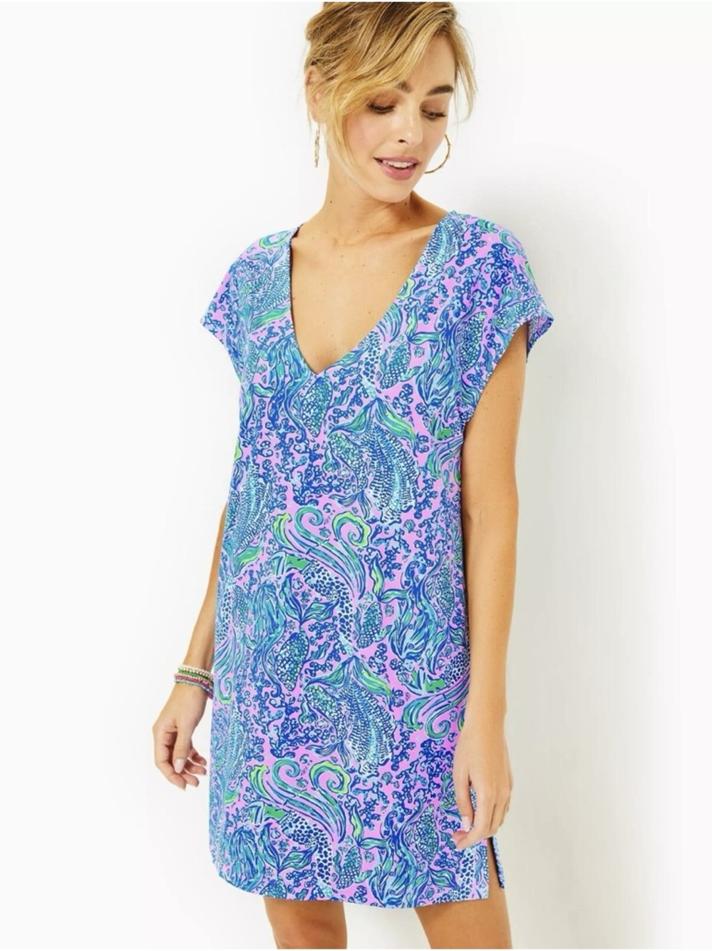 Lilly Pulitzer Talli V-Neck Cover-Up Lilac Rose We Mermaid It